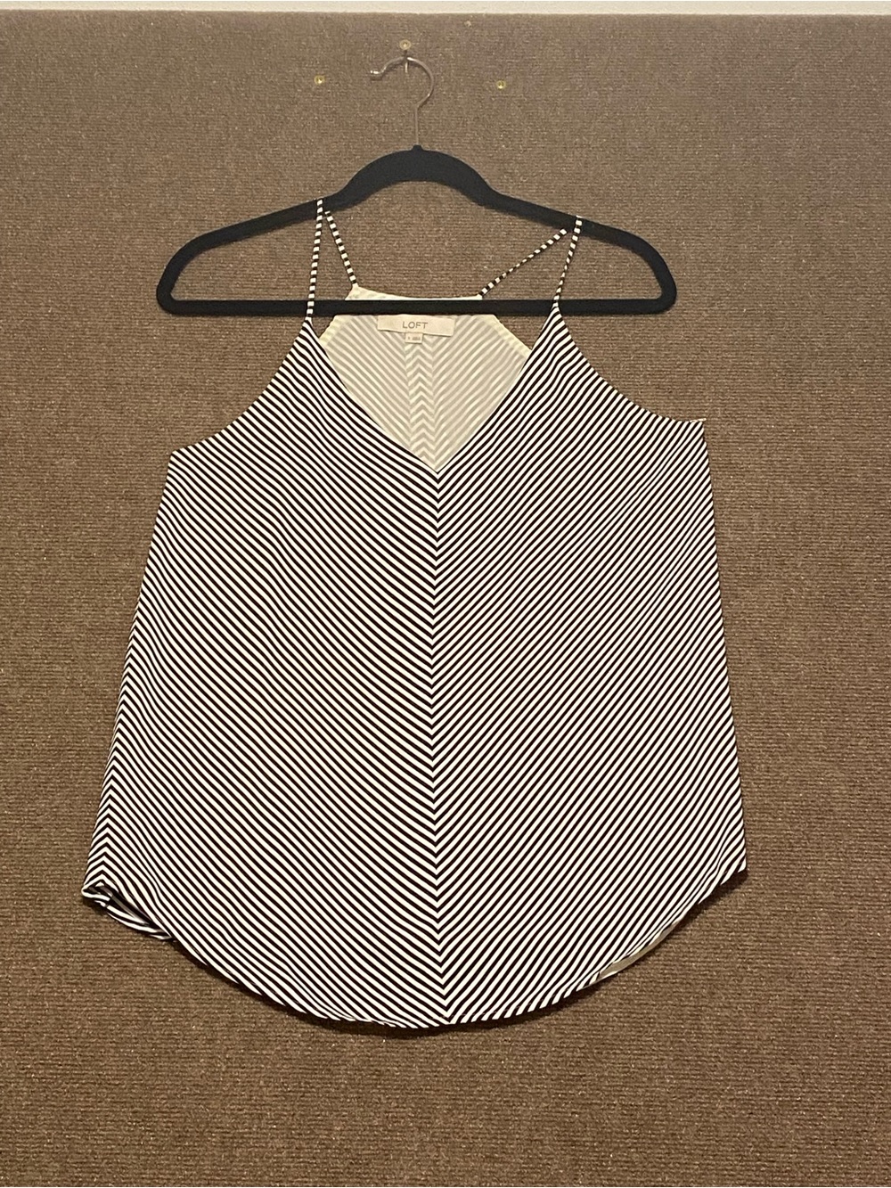 LOFT Black & White Diagonal Stripe V-Neck Cami